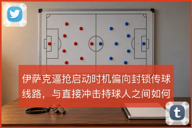 伊萨克逼抢启动时机偏向封锁传球线路，与直接冲击持球人之间如何选择