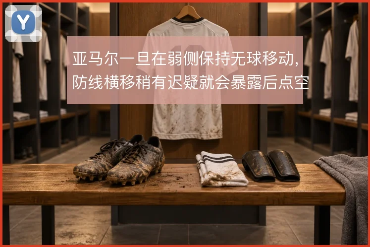 亚马尔一旦在弱侧保持无球移动，防线横移稍有迟疑就会暴露后点空当